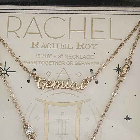 Gold Gemini Zodiac Necklace Set New in Box Rachel Rachel Roy - Picture 4 of 4